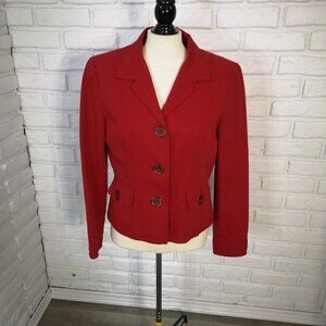 Talbots Ladies Size 10 Red 3 Button Closure Lined Made in Korea Blazer/Jacket